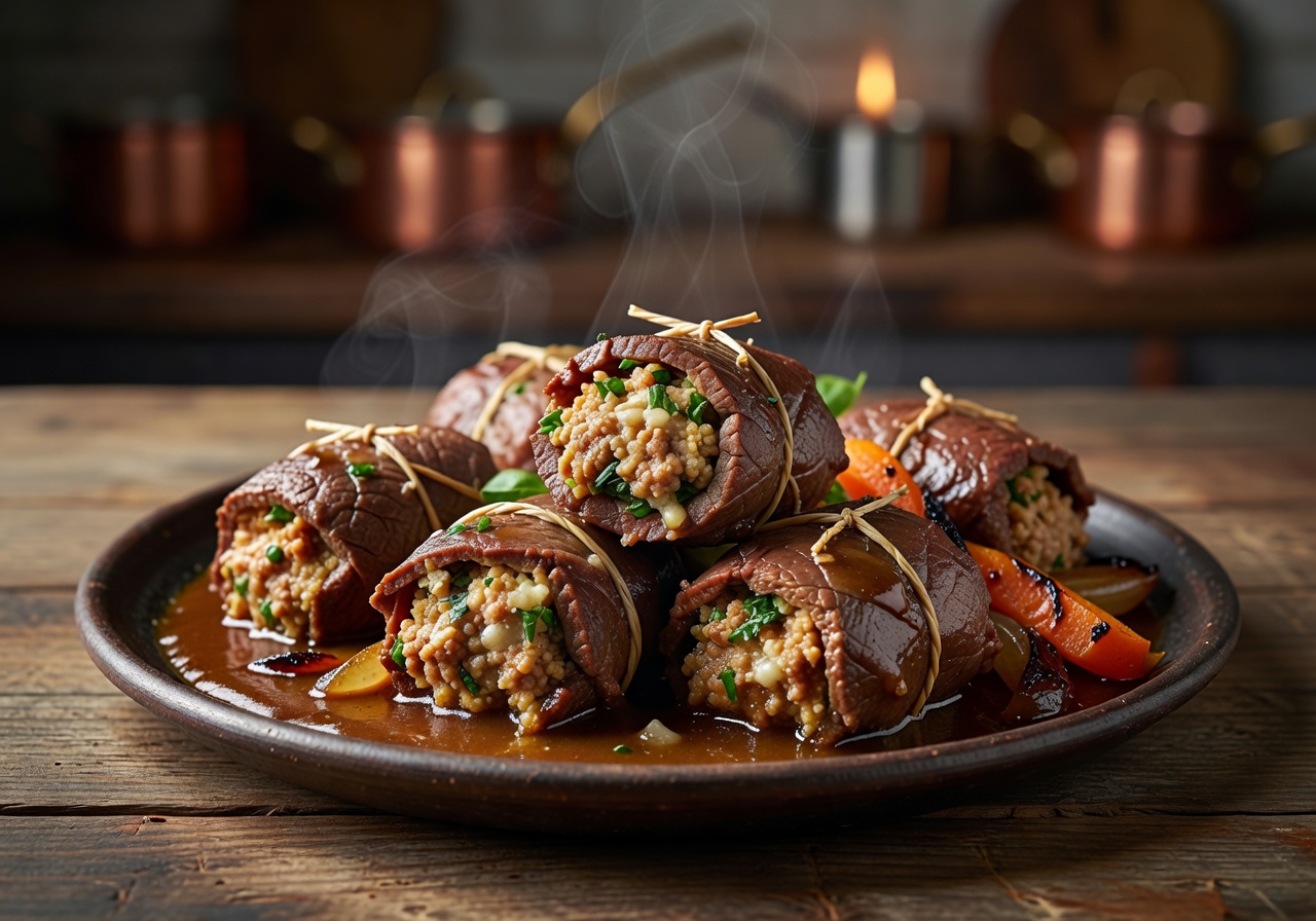Bragioli beef olives wrapped and stuffed