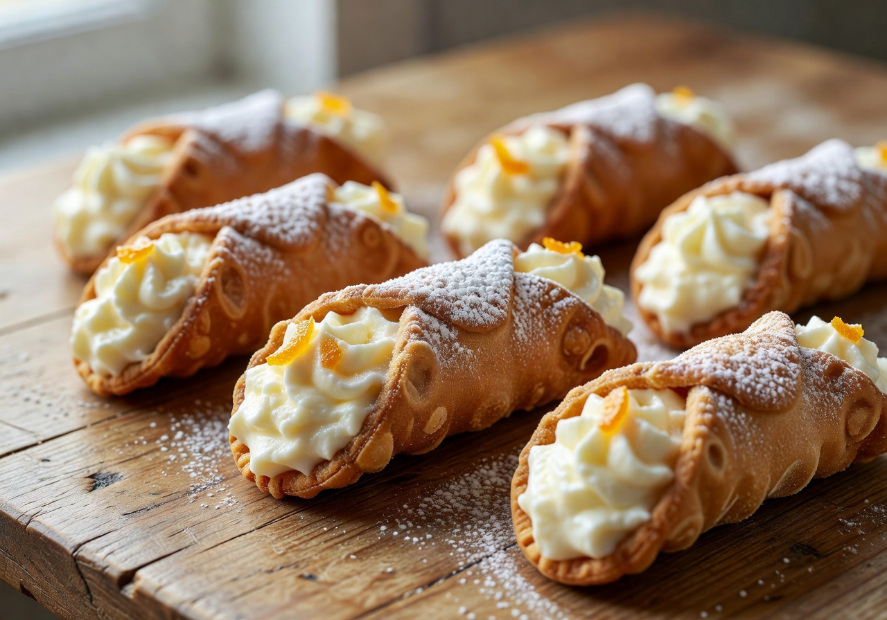 Maltese Kannoli sweet ricotta dessert pastries